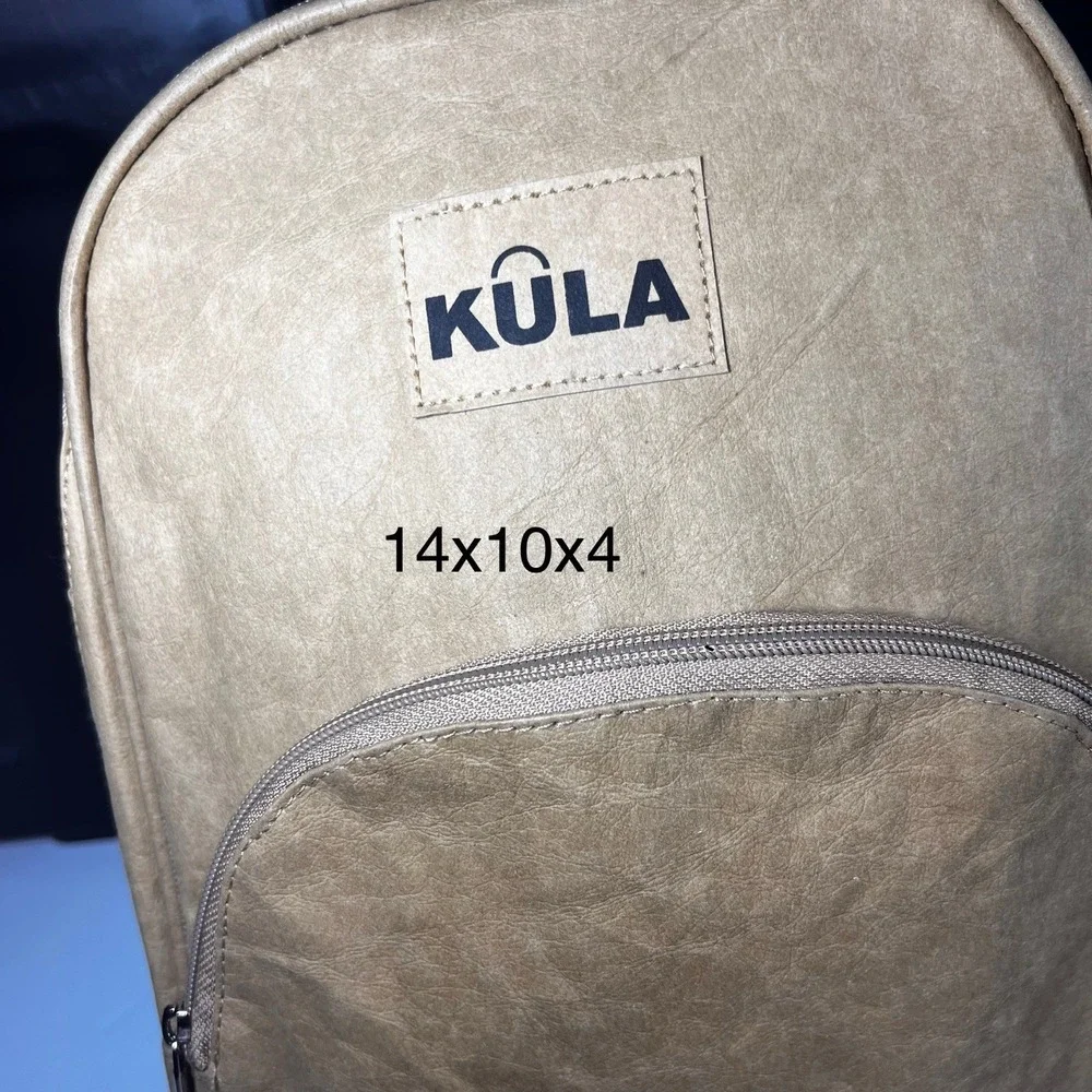 Backpack Purse Bag Tan‎ 100% Vegan Eco Friendly Sustainable Tear/water Resistant